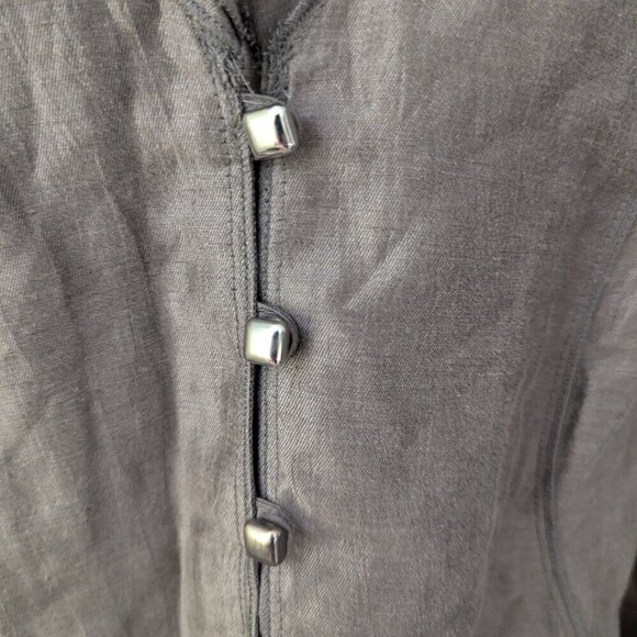 Gerry Weber Cinch Sleeves Buttoned Front Blazer Top Linen Brown Bronze FR 42 M - Picture 3 of 9